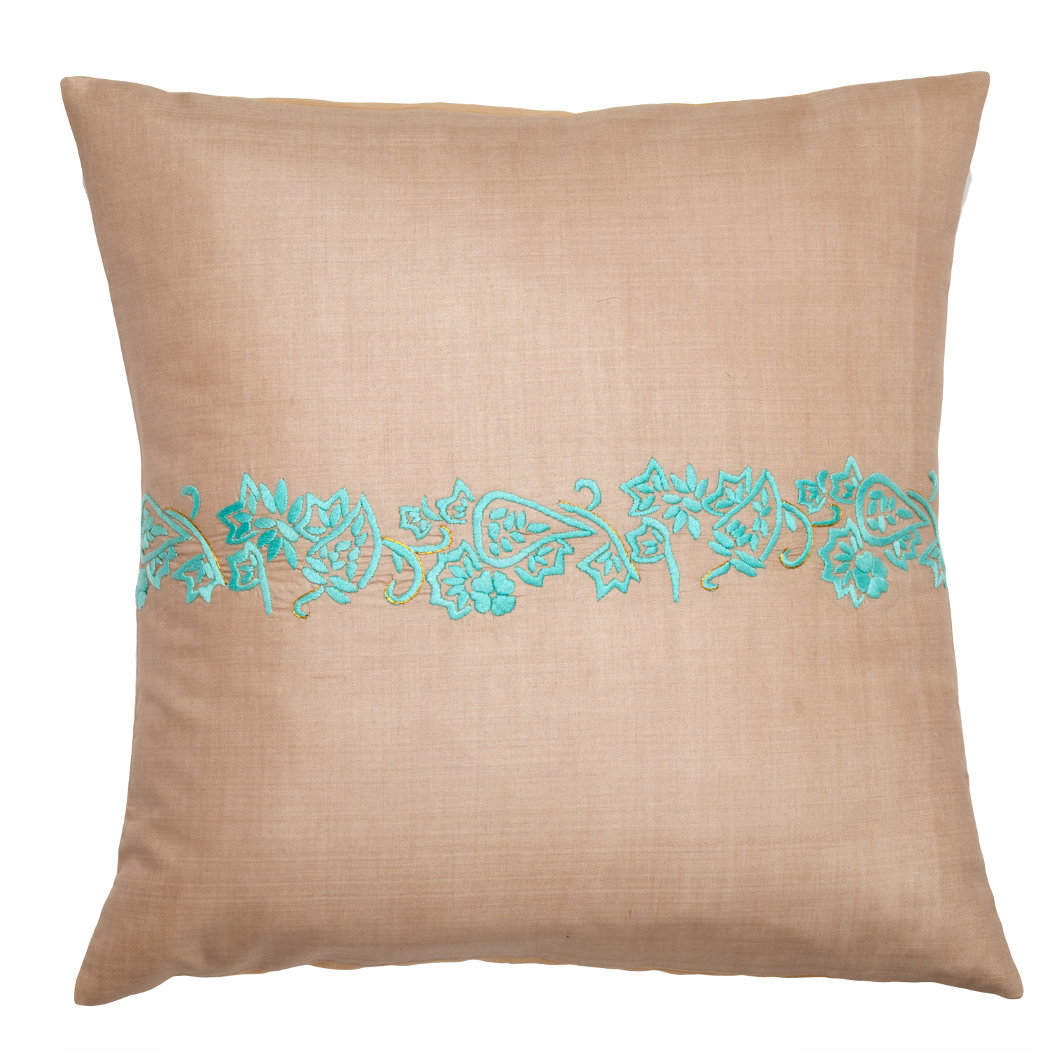 Bela Pillow Cover - Tan/Aqua Green